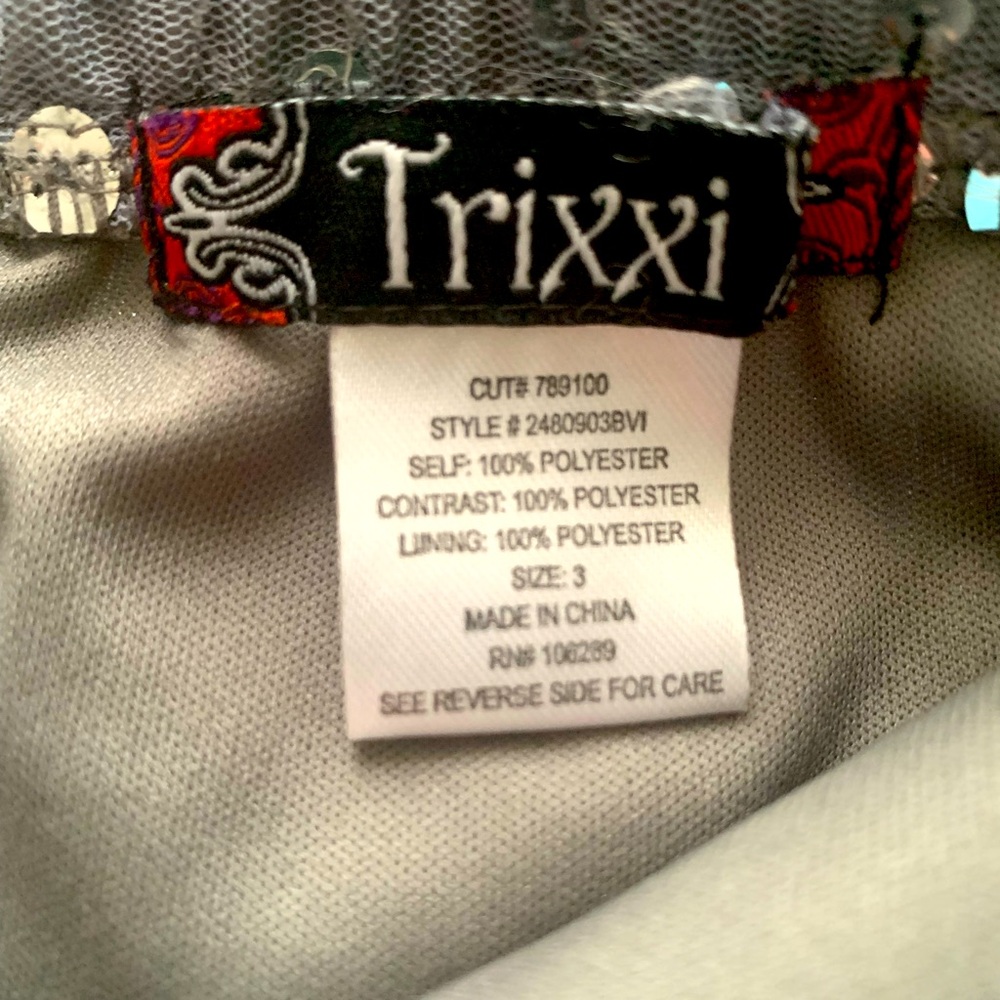 Trixxi Size 3 Gray Strapless Sequin Puff Skirt Formal Short Mini Dress - Picture 4 of 7